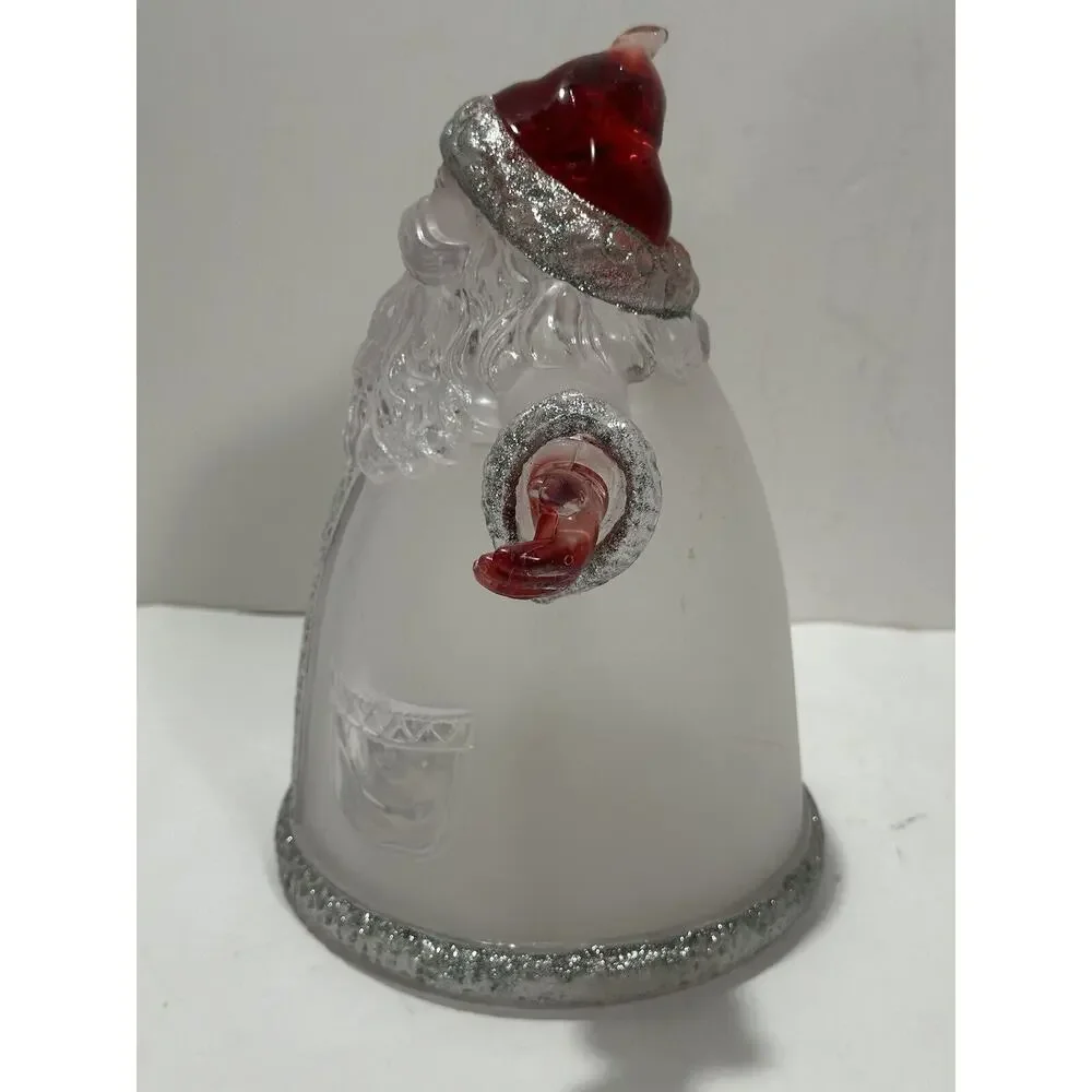 Unique Father Christmas Container Heavy Frosted Plastic Glass Like Red Hands 10”